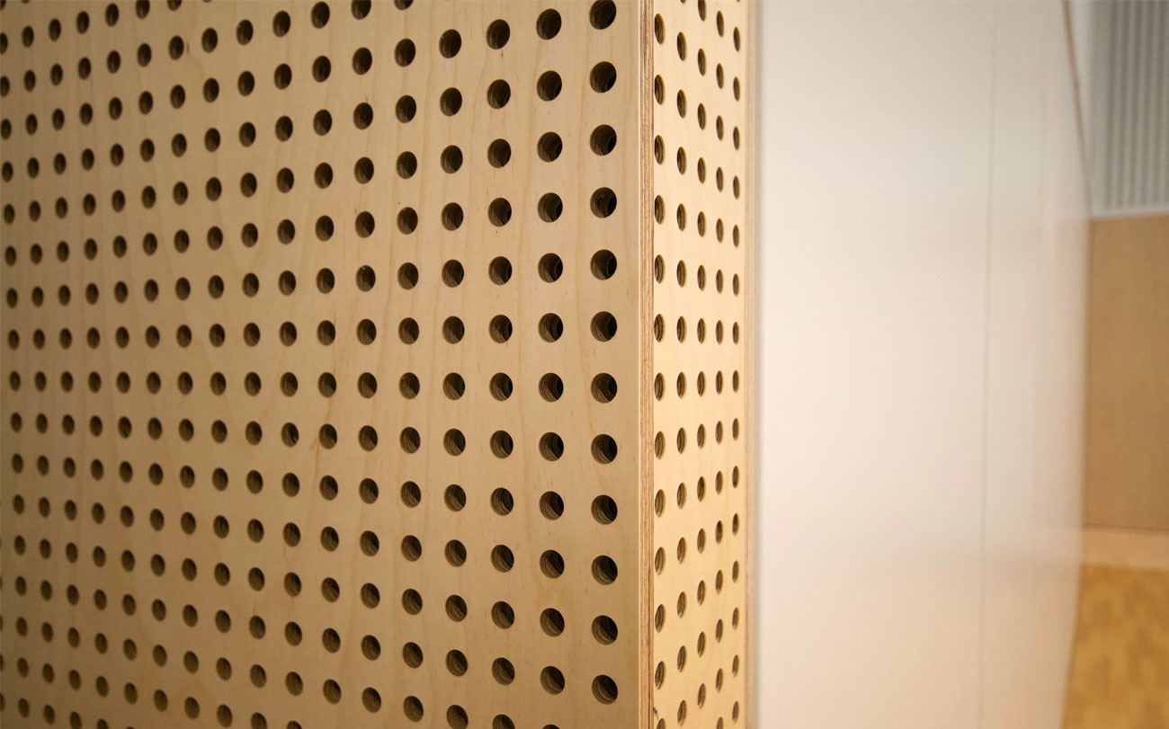 Perforated plywood Wooden Wall Panels Designed by Keystone Linings at kildare Catholic College