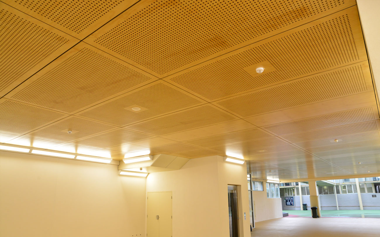 Key Ply Perforated Acoustic Ceiling Panels Designed by Keystone Linings at Mosman Prep School