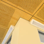 Acoustic perforated hoop pine plywood panels designed & manufactured by keystone linings at mosman prep school