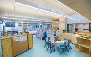 Acoustic plywood panels for ceilings. Designed by keystone linings for pimpala pre-school