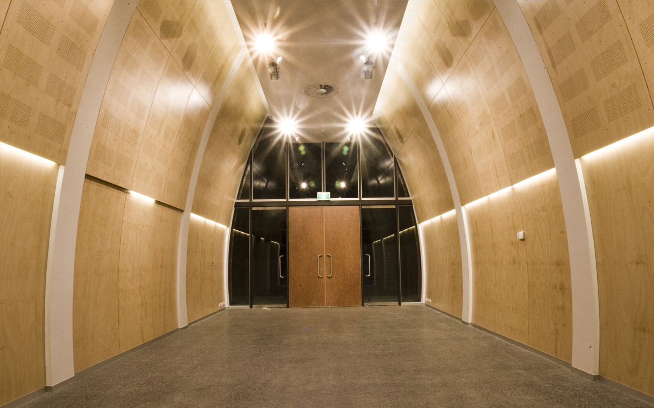 Key Ply Perforated Acoustic interior wall Plywood Panels Designed by Keystone Linings at Realm Hotel Canberra