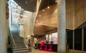 Perforated plywood wall panels - student one qld