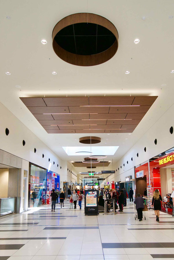 Key Nirvana Acoustic Decorative MDF Ceiling Panels manufactured by Keystone Linings at Armada Arndale Shopping Centre