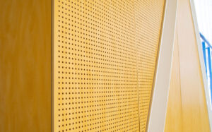 Key nirvana perforated plywood wall panels designed by keystone linings at cabra college