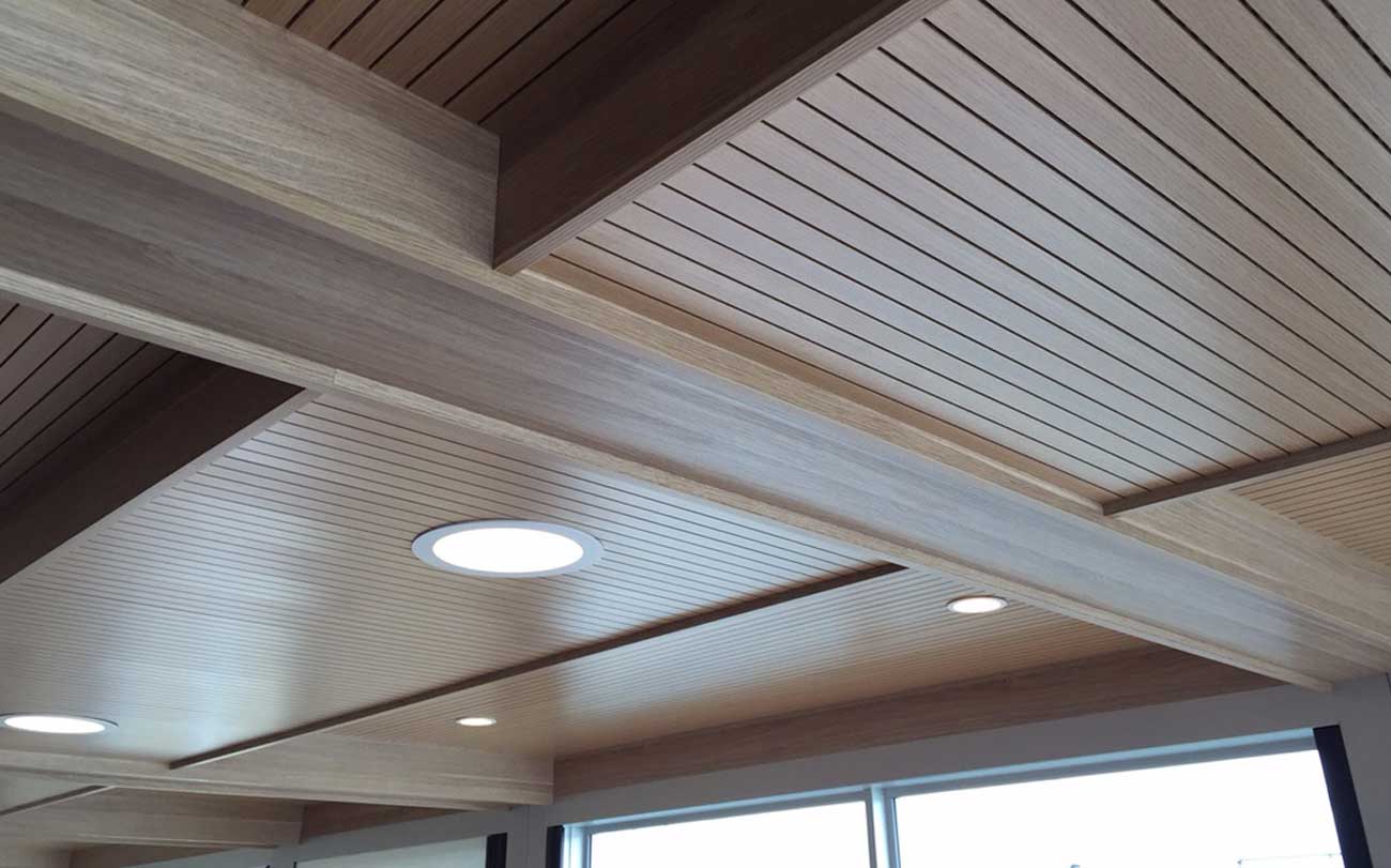 Key Nirvana Acoustic Plywood Decorative ceiling panels Designed by Keystone Linings at Carpe Diem Houseboat