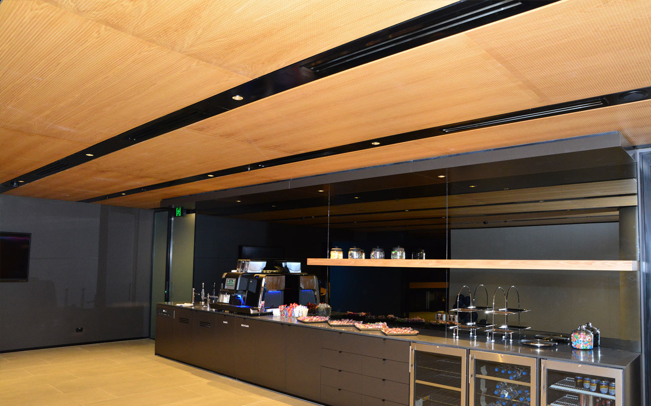 Key Lena Acoustic Plywood Ceiling Panel Designed by Keystone Linings at State Citrix Xclusive Fitout