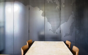 Perforated key lena acoustic wood wall panels at contech office