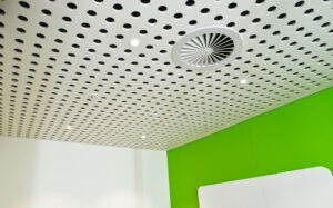 Perforated acoustic plasterboard ceiling panels - first state super