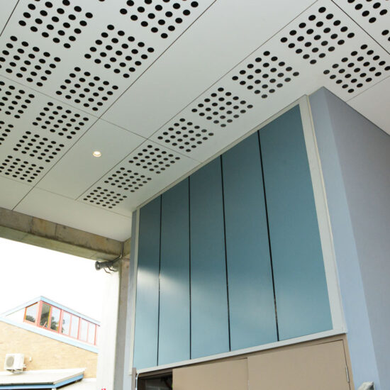 Compressed fibre cement plywood ceiling panels designed by keystone linings at hurstville public school