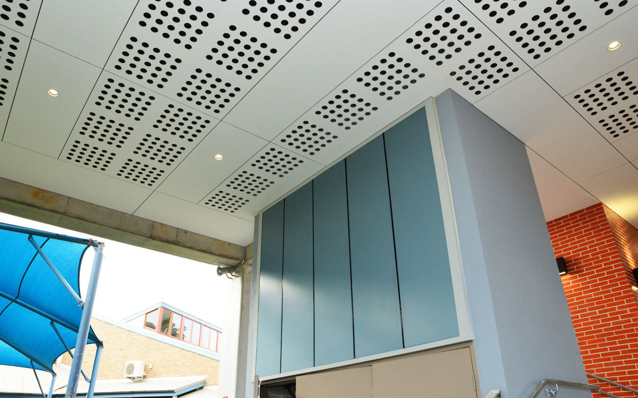 Key Endura Perforated Compressed Fibre Cement Plywood Ceiling Panels Designed by Keystone Linings at Hurstville Public School