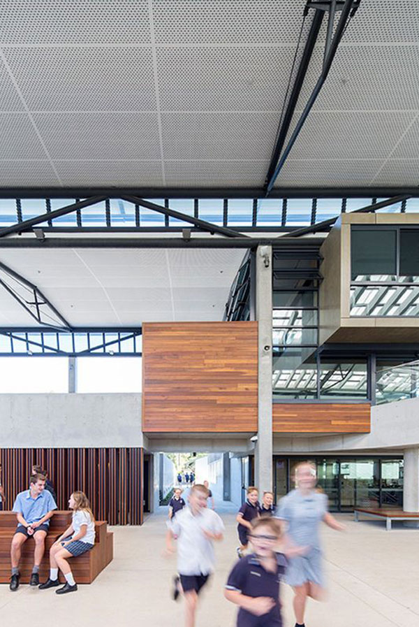 perforated (FC) fibre cement ceiling panels with Group 1 Fire Rating Designed by Keystone Linings at Northern Beaches Christian School