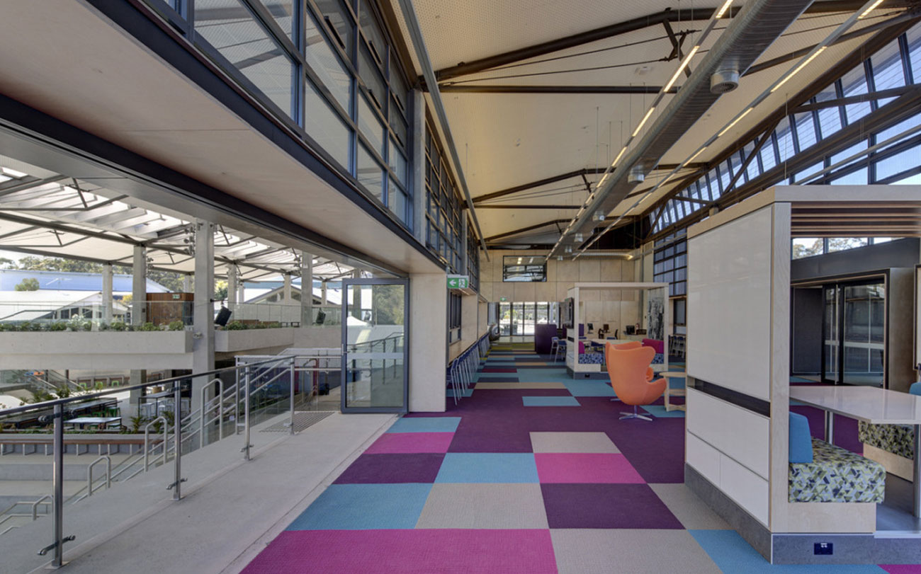 Group 1 Fire Rating perforated fibre cement sheeting ceiling panels Designed by Keystone Linings at Northern Beaches Christian School