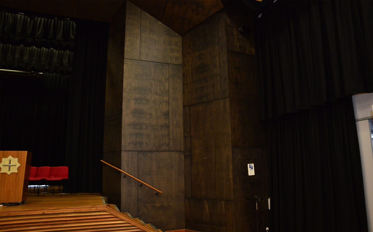 Key Nirvana Acoustic Plywood Wooden Ceiling panels Designed by Keystone Linings at St Lukes Grammar School