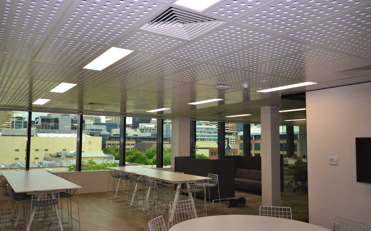 Perforated MDF Ceiling Panels Designed at Grant Thornton Office