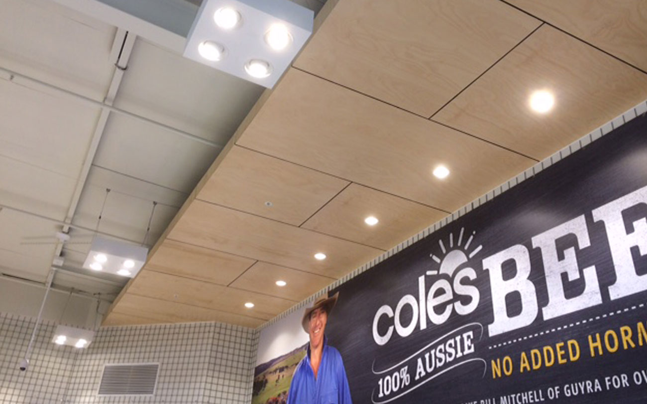 Acoustic Plywood Panels Designed by Keystone Linings at Coles