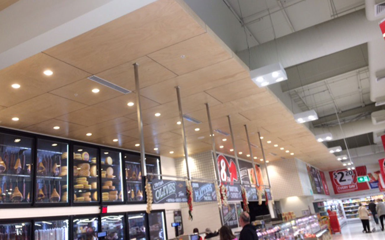 Key Ply Acoustic Plywood Ceiling Panels Designed by Keystone Linings at Coles