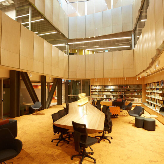 Monash learning and tech building - acoustic mdf panels