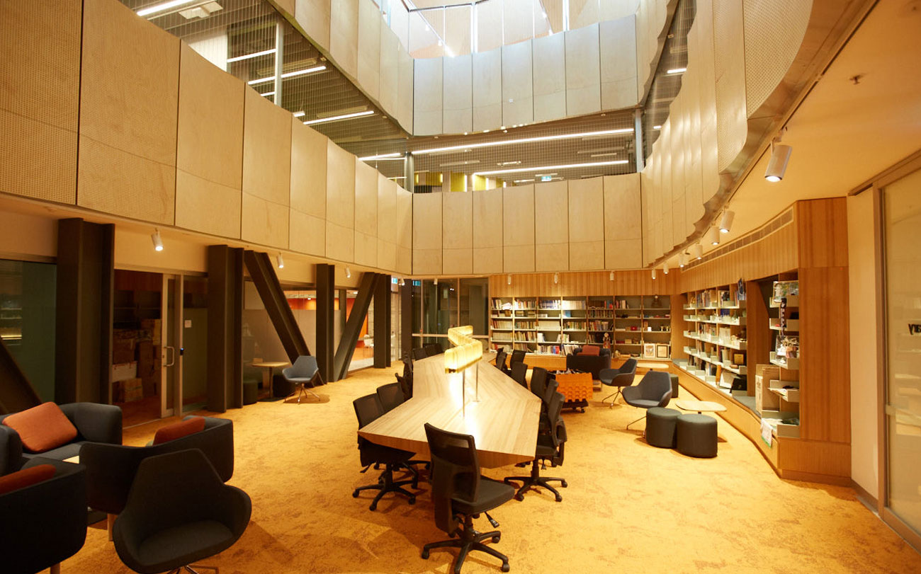 Monash learning and tech building - acoustic mdf panels