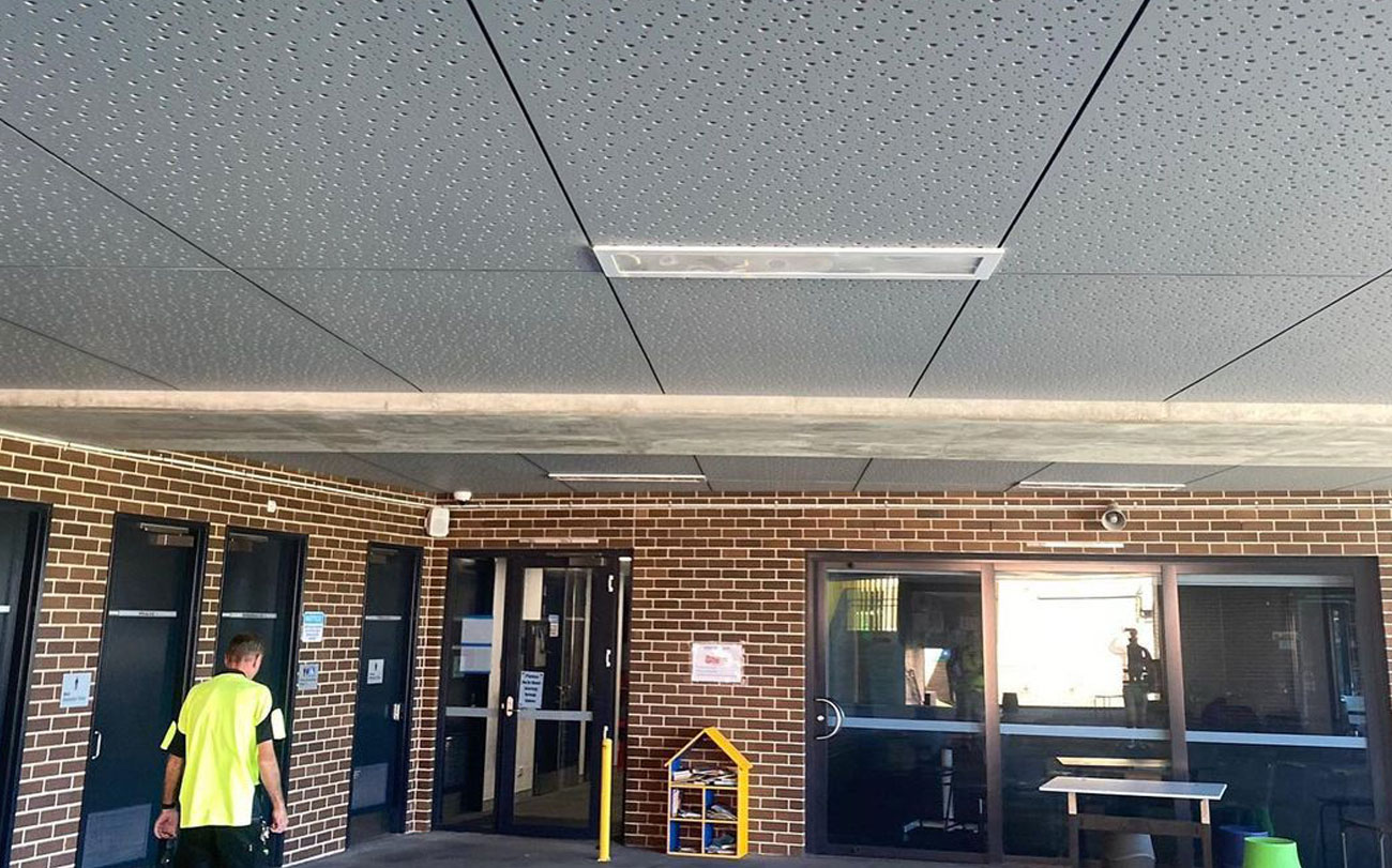 compressed fibre cement (CFC) plywood ceiling panels - Merrylands Public School