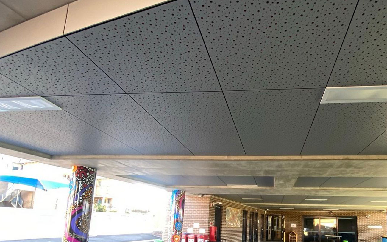 Best Fibre Cement Ceiling Panels Designed by Keystone Linings at Merrylands Public School