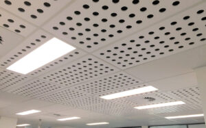 Perforated fibre cement (cfc) ceiling tile panels - modbury hospital