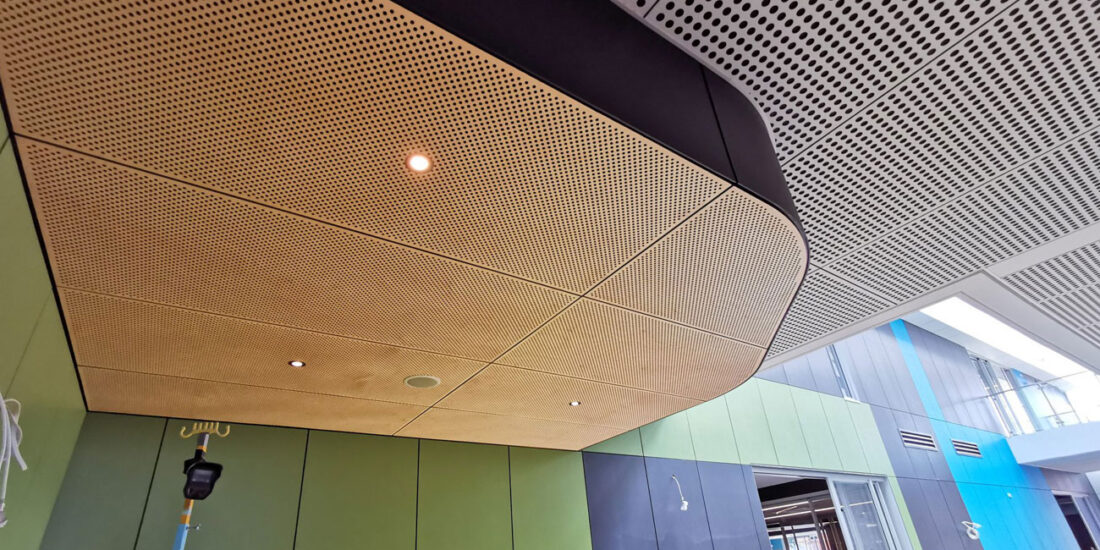 Ncc2019 perforated ceiling panels group 1 manufactured by keystone linings at the st agnes chs rooty hill